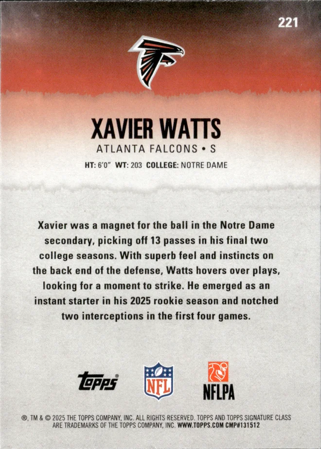 Xavier Watts card back