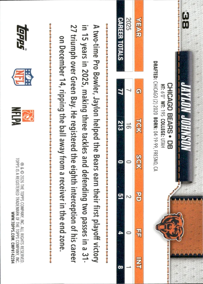 Jaylon Johnson card back