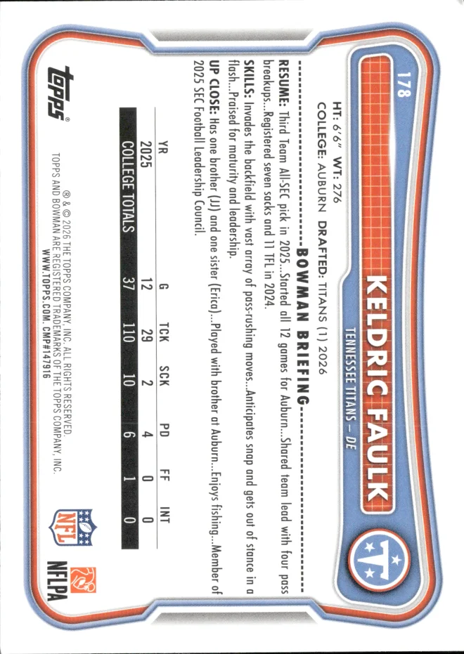 Keldric Faulk card back