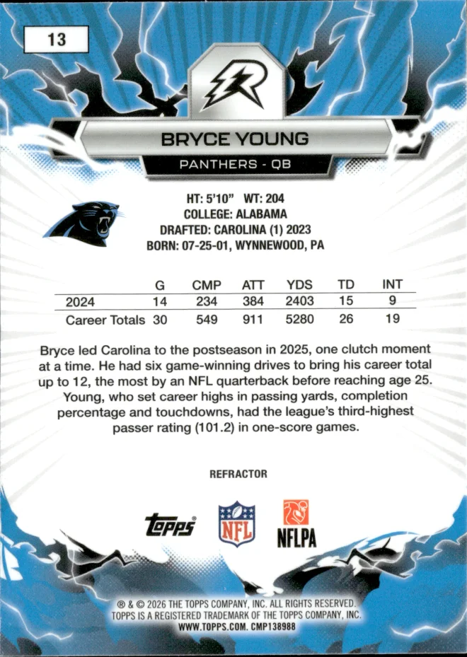 Bryce Young card back