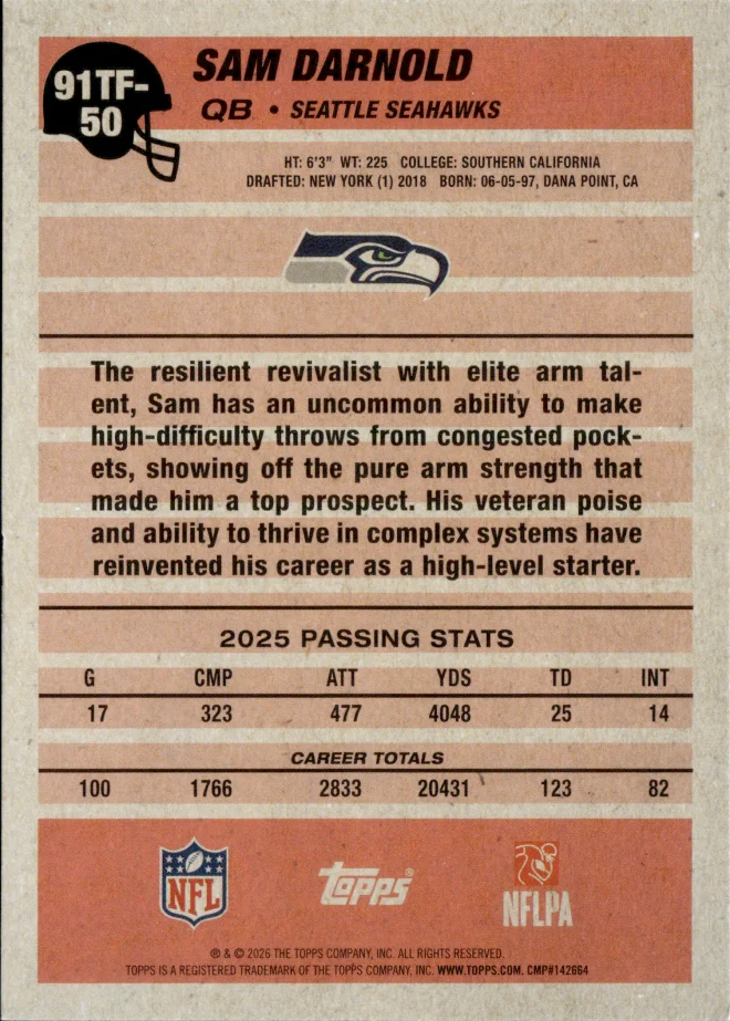 Sam Darnold card back