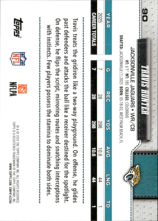 Travis Hunter card back