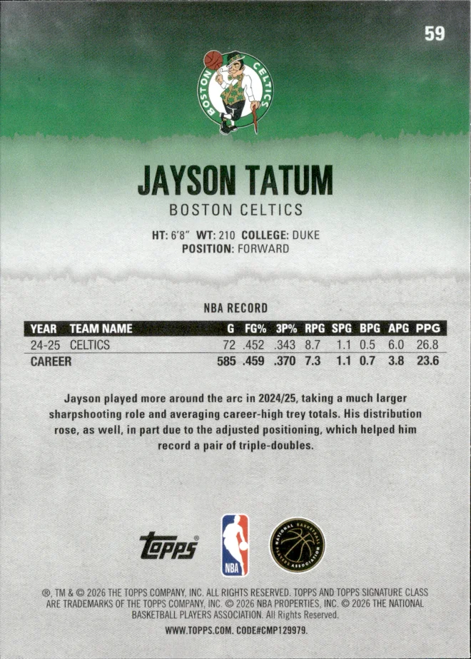 Jayson Tatum card back