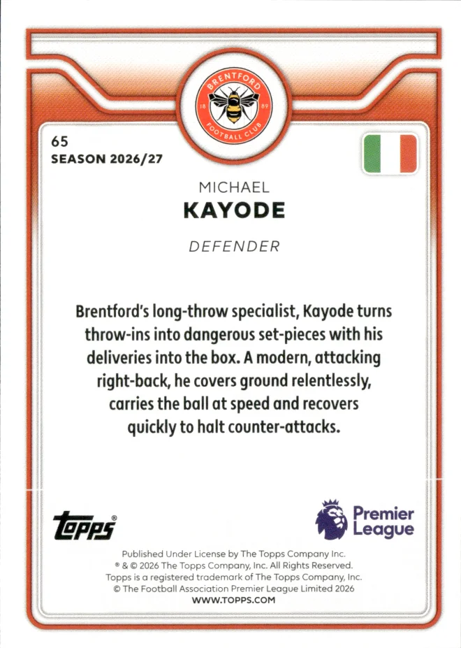 Michael Kayode card back