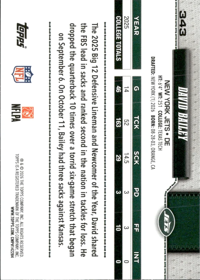 David Bailey card back