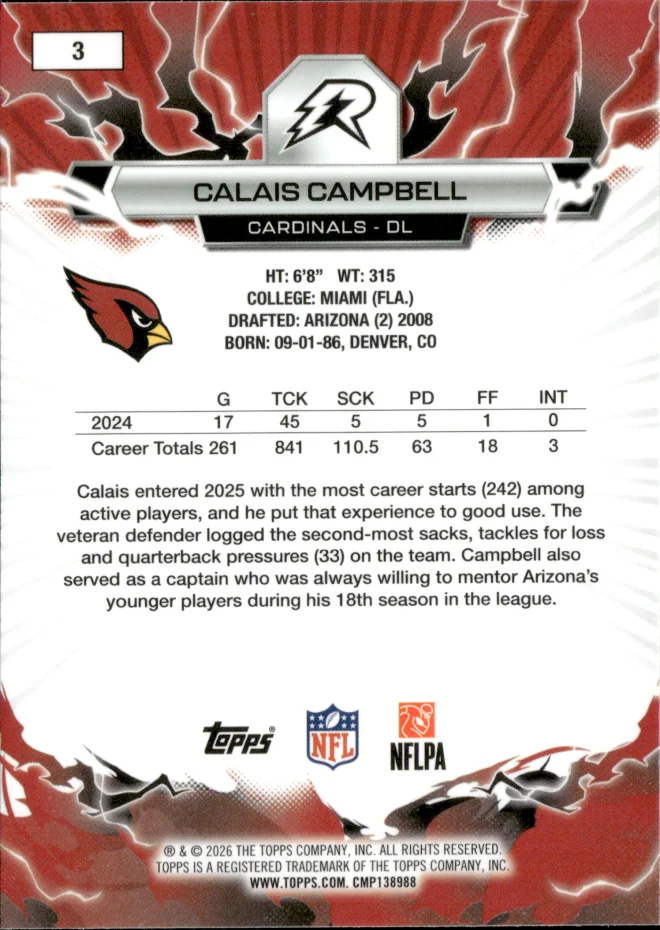 Calais Campbell card back