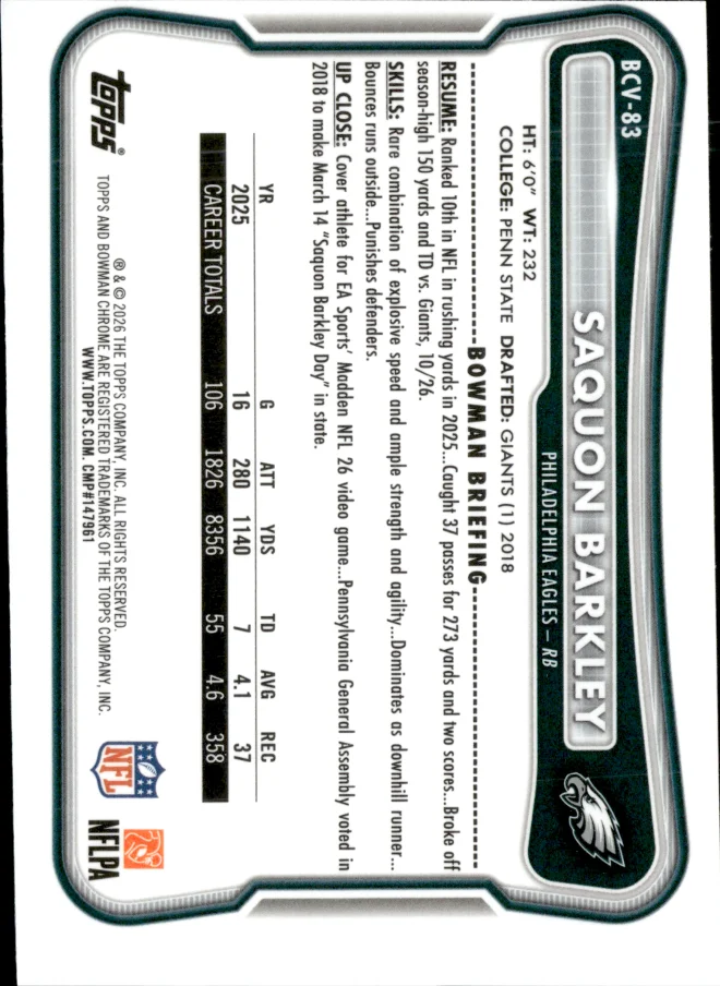 Saquon Barkley card back