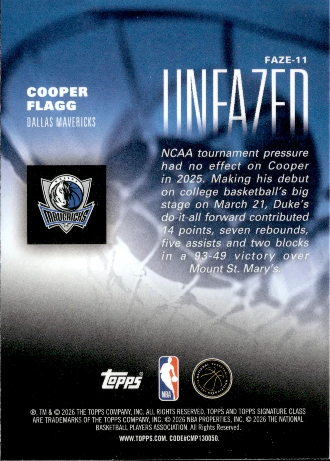 Cooper Flagg card back