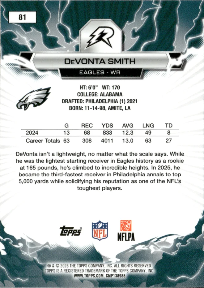 DeVonta Smith card back