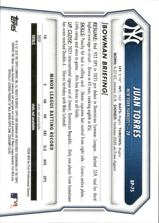 Juan Torres card back