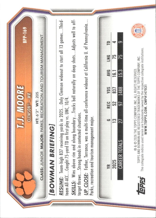 T.J. Moore card back