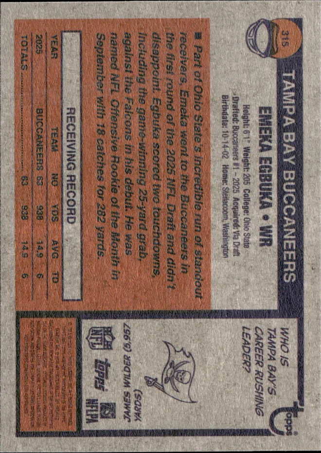 Emeka Egbuka card back