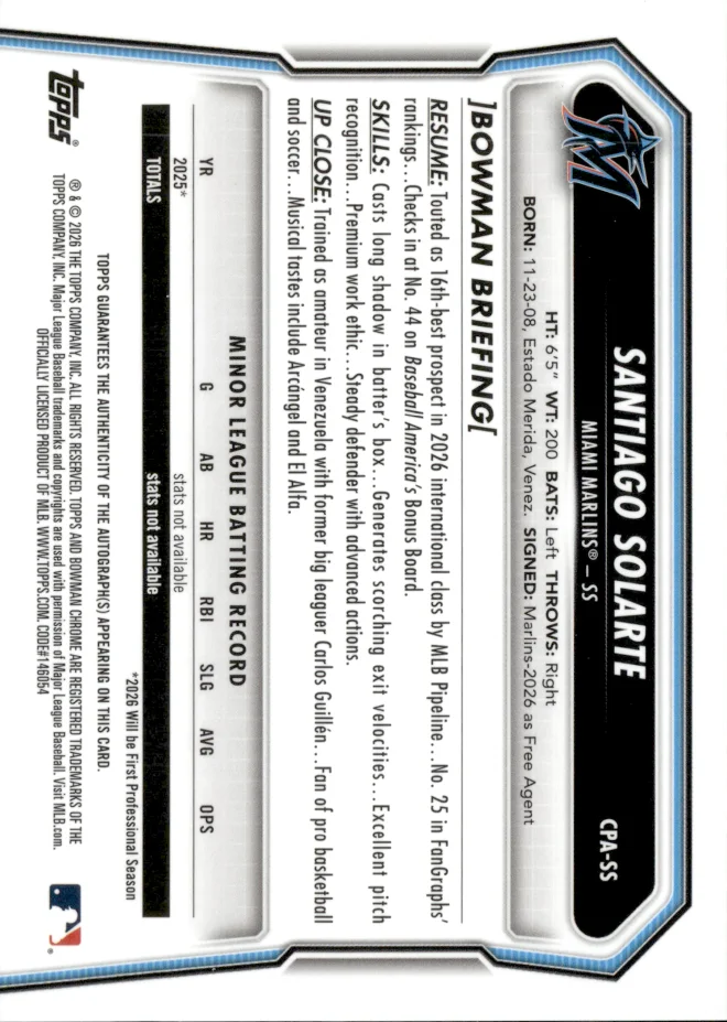 Santiago Solarte card back
