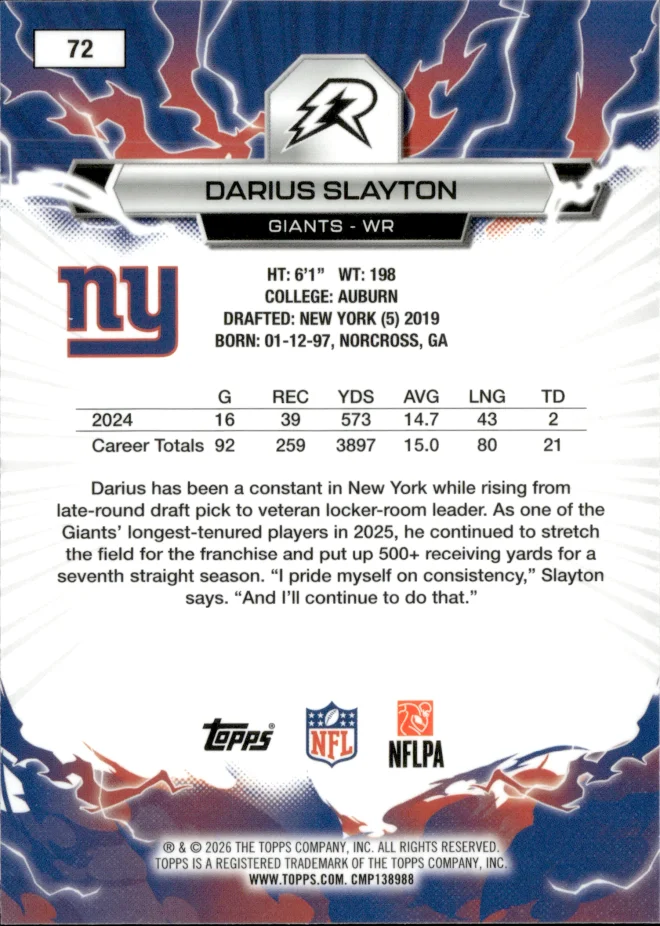 Darius Slayton card back