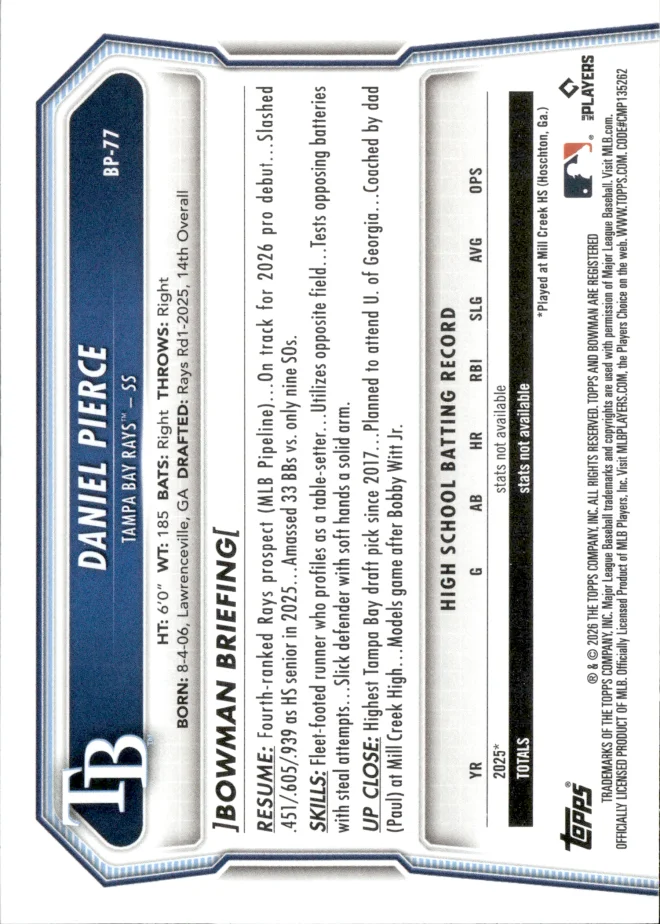 Daniel Pierce card back