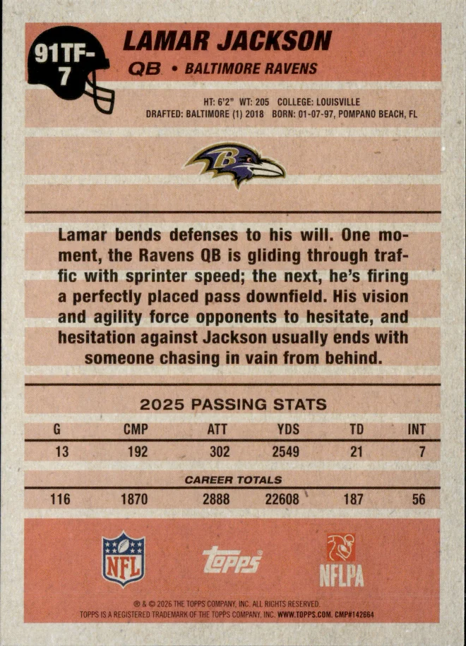 Lamar Jackson card back