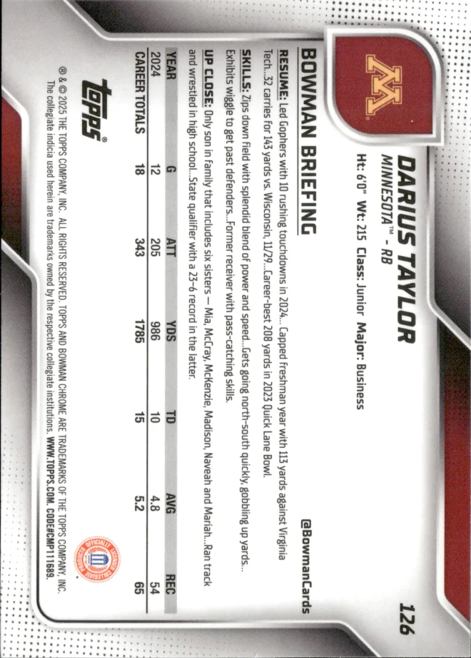 Darius Taylor card back