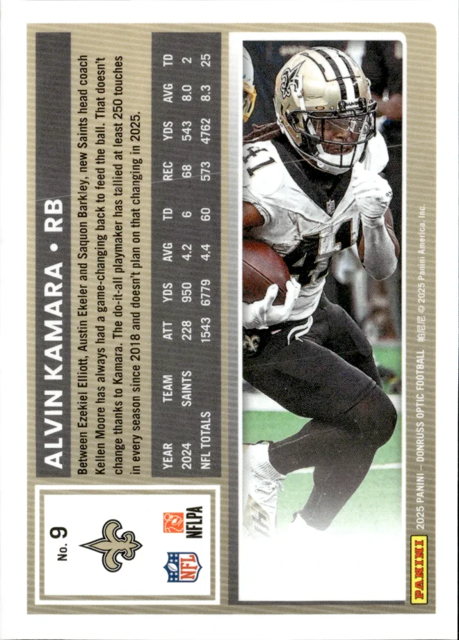 Alvin Kamara card back