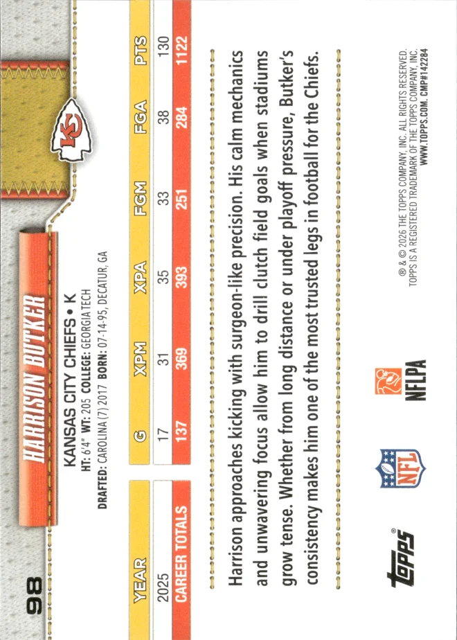 Harrison Butker card back