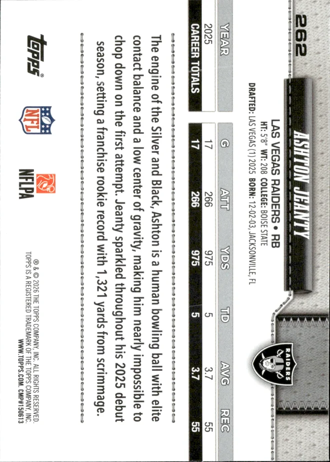Ashton Jeanty card back