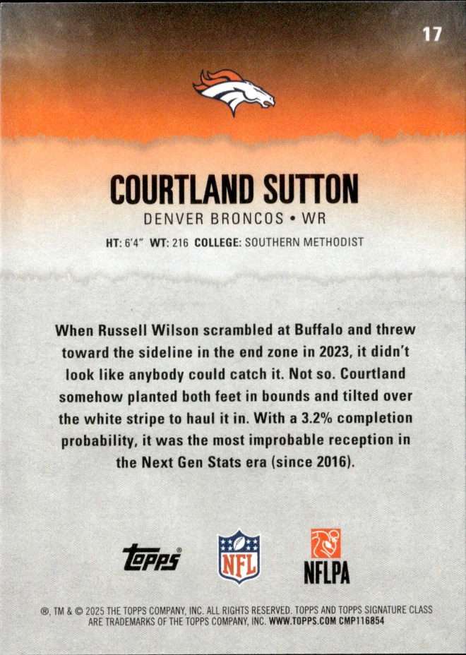Courtland Sutton card back