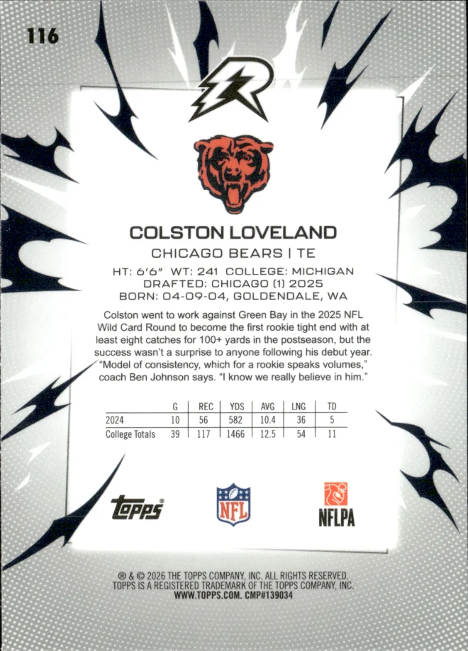Colston Loveland card back