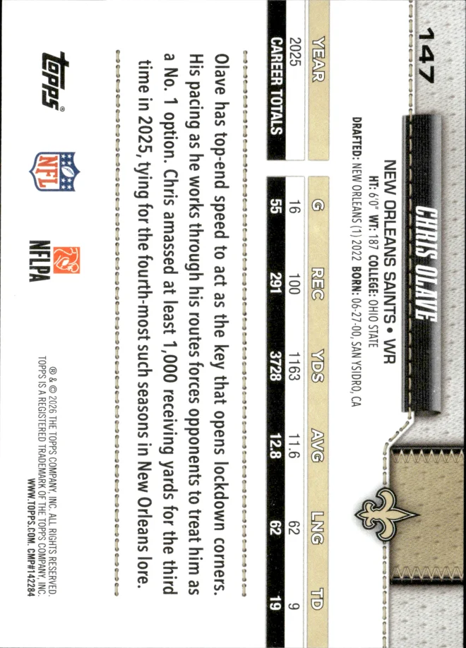 Chris Olave card back