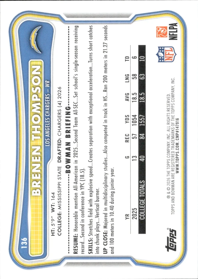 Brenen Thompson card back