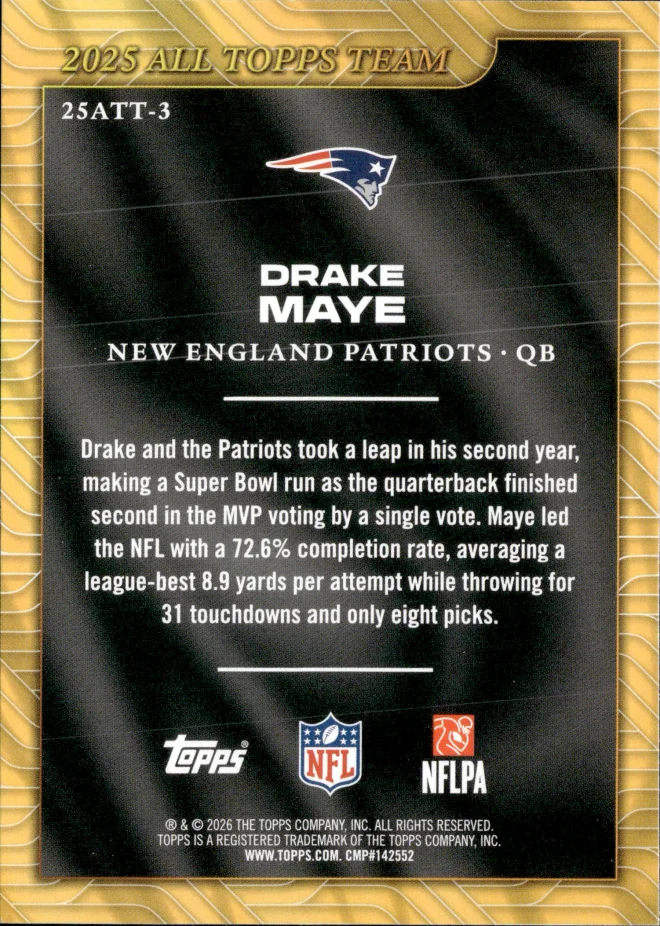 Drake Maye card back