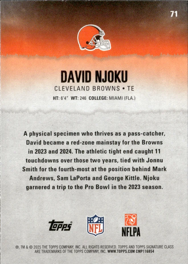 David Njoku card back