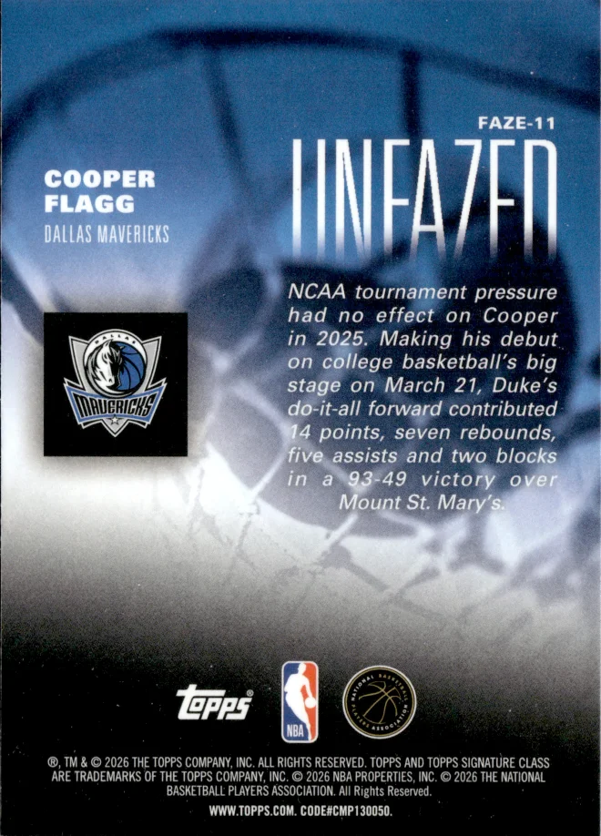 Cooper Flagg card back