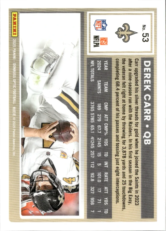 Derek Carr card back