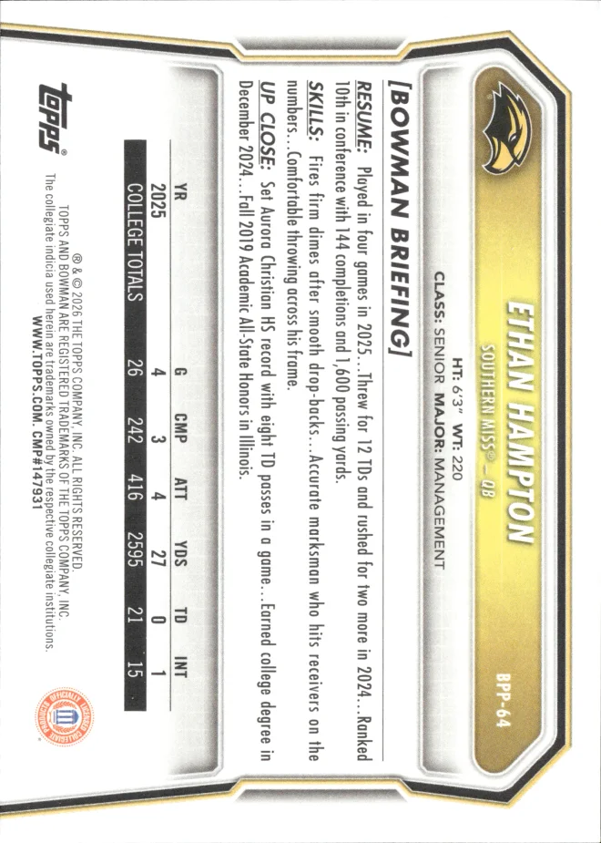 Ethan Hampton card back