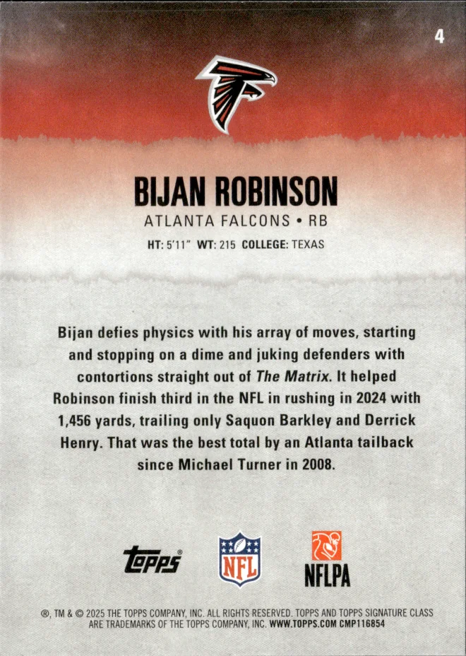 Bijan Robinson card back