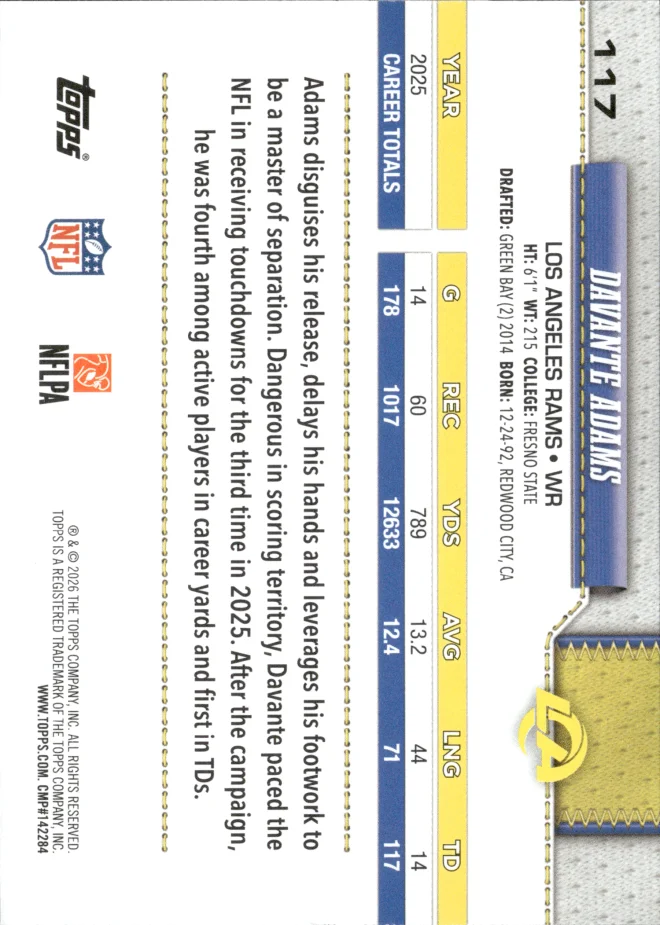 Davante Adams card back
