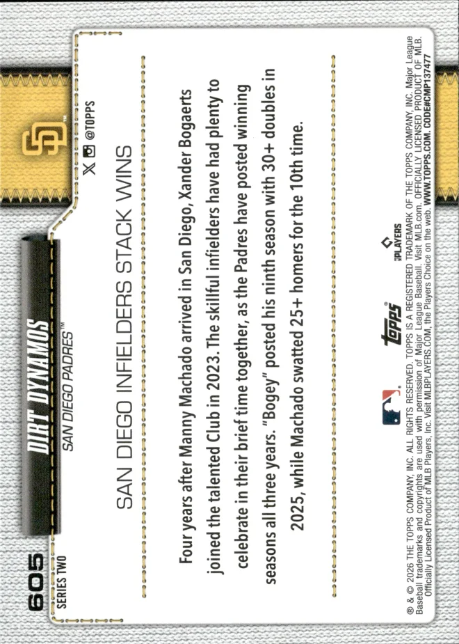 Manny Machado / Xander Bogaerts card back