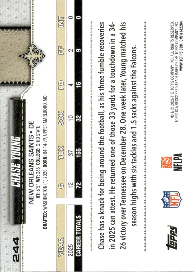 Chase Young card back