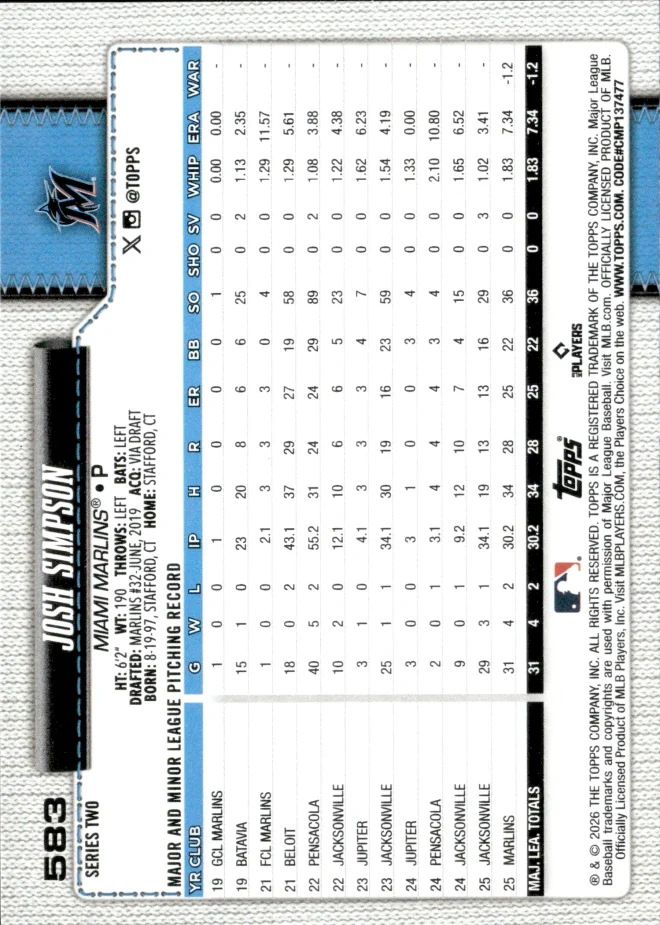 Josh Simpson card back