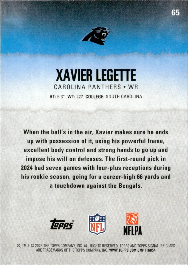 Xavier Legette card back