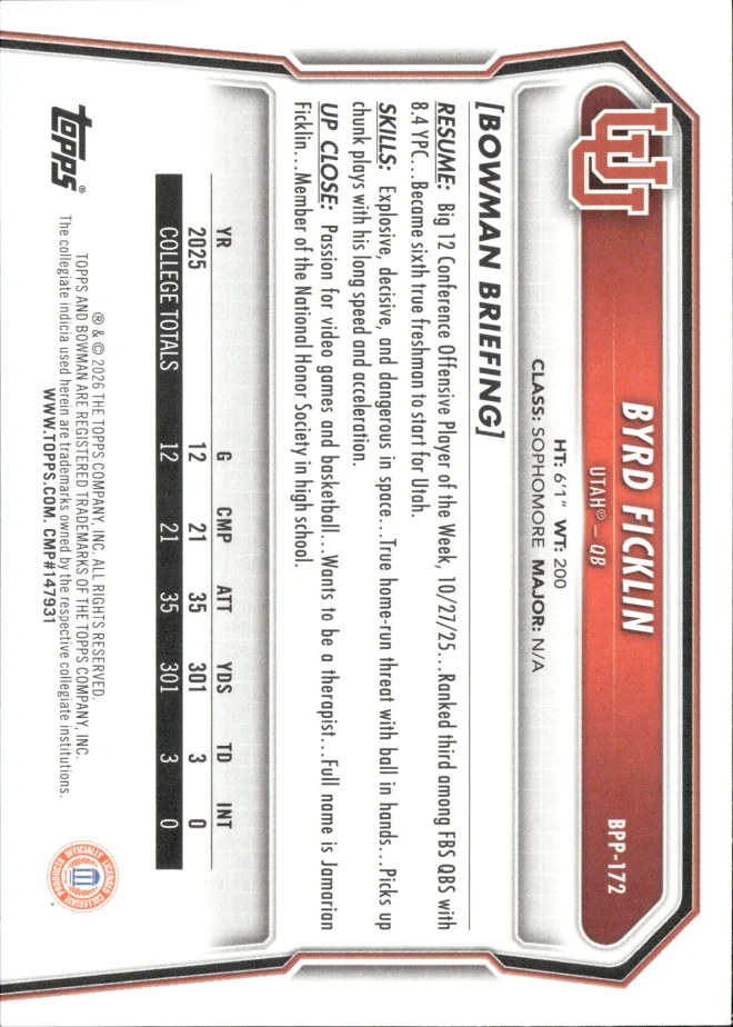 Byrd Ficklin card back