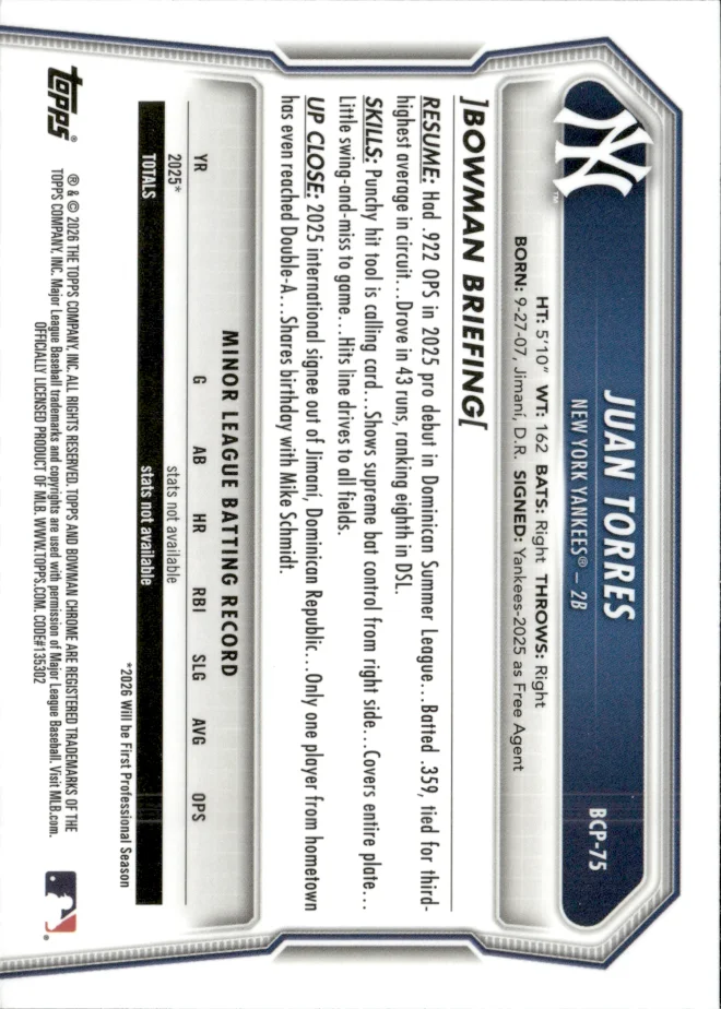 Juan Torres card back