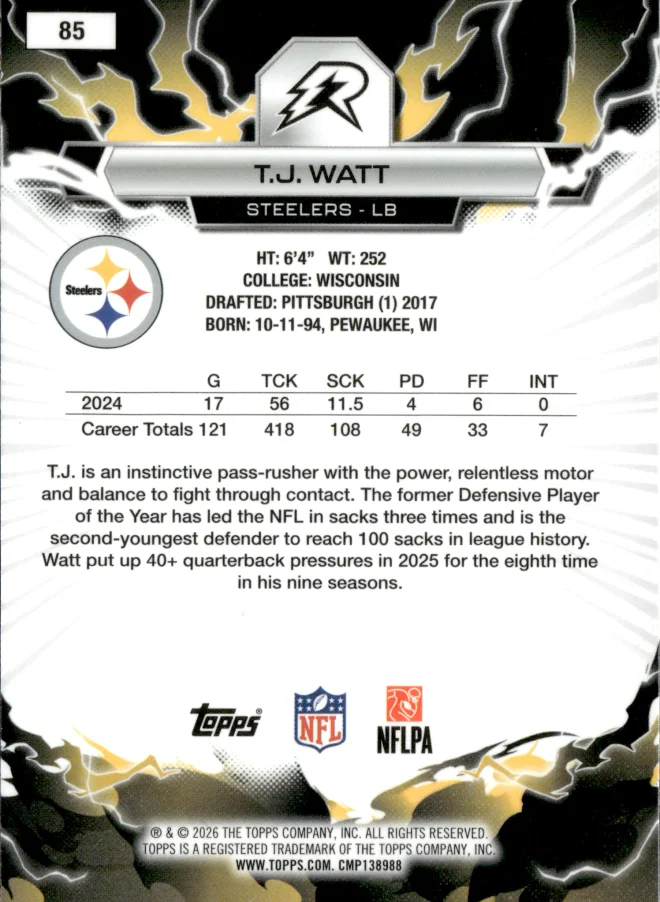 T.J. Watt card back
