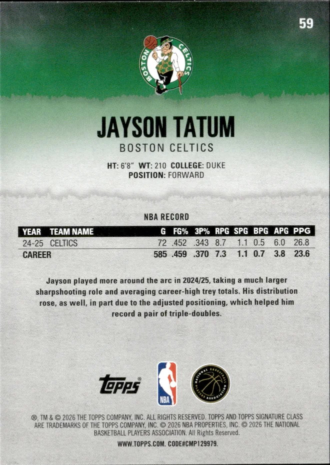 Jayson Tatum card back