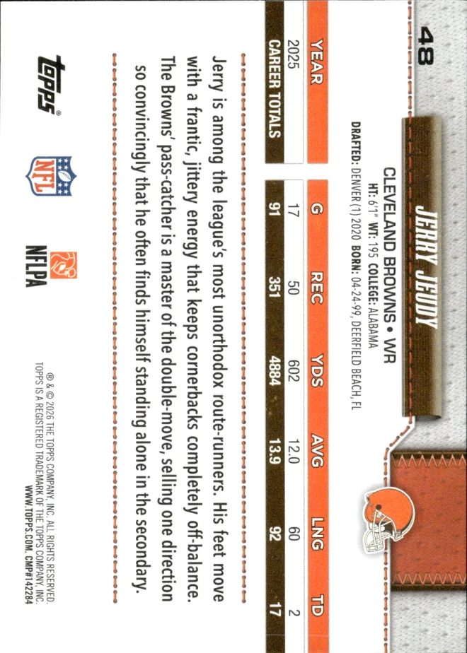 Jerry Jeudy card back
