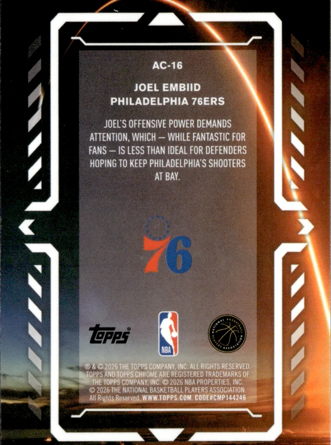 Joel Embiid card back