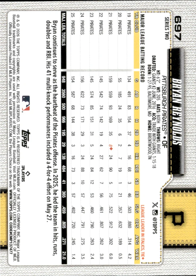 Bryan Reynolds card back