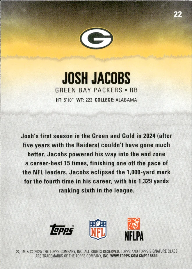 Josh Jacobs card back