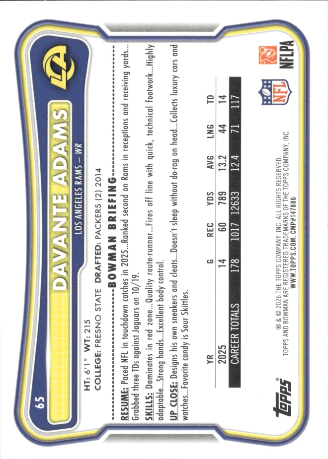 Davante Adams card back