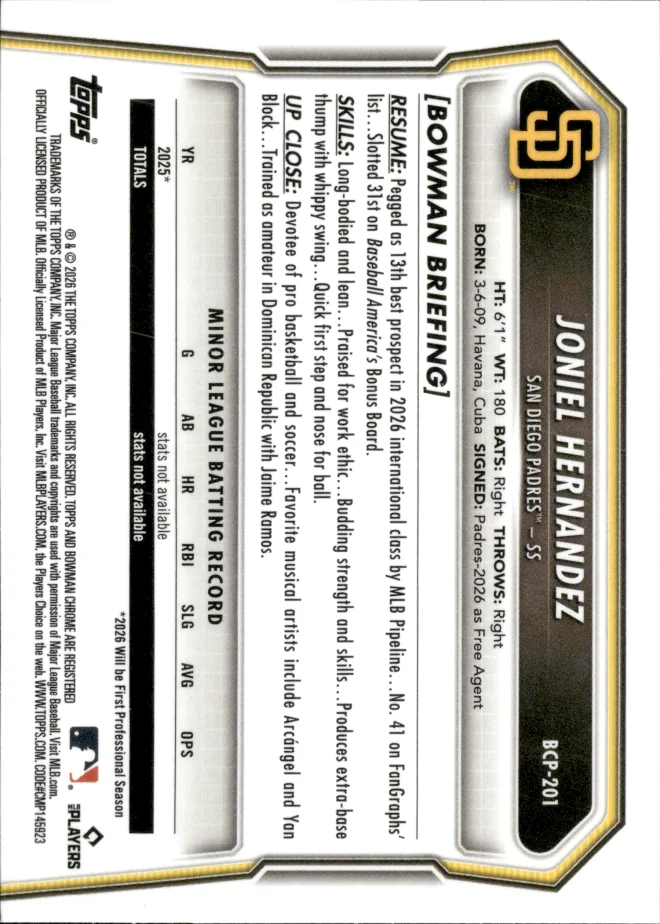 Joniel Hernandez card back