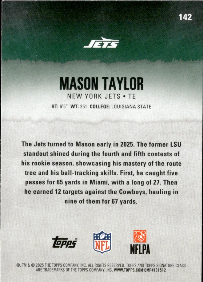Mason Taylor card back